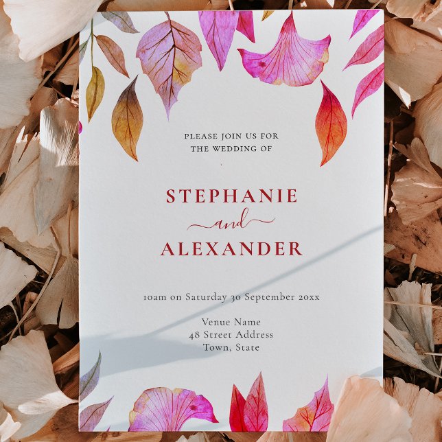 Inbjudan till QR-kod för lila Löv Bröllop (Skapare uppladdad)