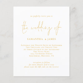 Inbjudan till QR-kodbröllop i Guld-skript