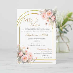  inbjudan till Quinceanera-Blommigt