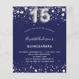Inbjudan till Quinceanera-flottan blå silver