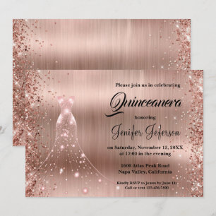 Inbjudan till Quinceanera-inbjudan till glitter CO