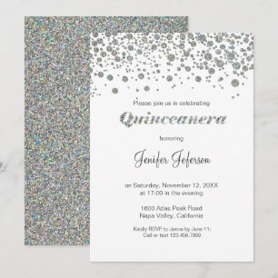 Inbjudan till Quinceanera-inbjudan till glitter si