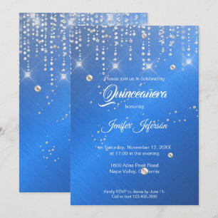 Inbjudan till Quinceanera-inbjudan till glitter si