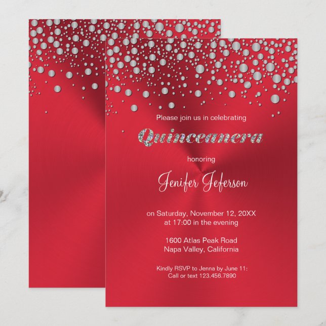 Inbjudan till Quinceanera-inbjudan till glitter si (Fram/baksida)