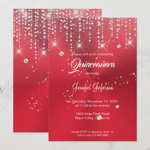 Inbjudan till Quinceanera-inbjudan till glitter si