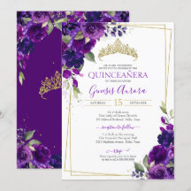 Inbjudan till Quinceañera Lila Watercolor-Blommigt