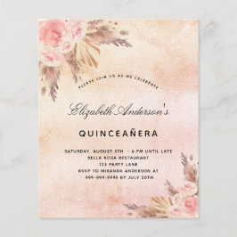  inbjudan till Quinceanera pampas-gräs