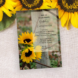 Inbjudan till Quinceanera-partiet Rustic Sunblommo