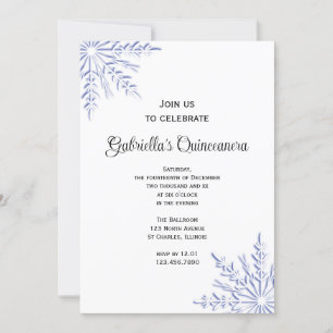 Inbjudan till Quinceanera-Snöflingor-blåvinter