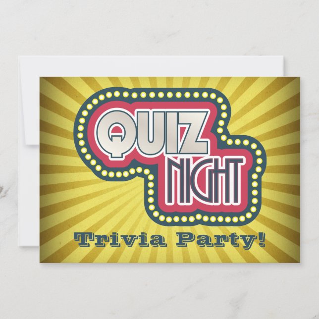 Inbjudan till Quiz Night Trivia Party (Framsida)