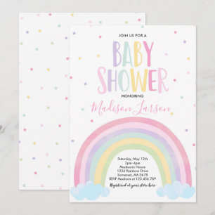 Inbjudan till Rainbow Baby Shower Pastel Rainbow B