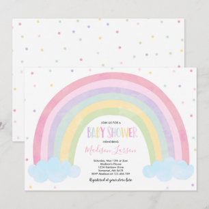 Inbjudan till Rainbow Baby Shower Pastel Rainbow B