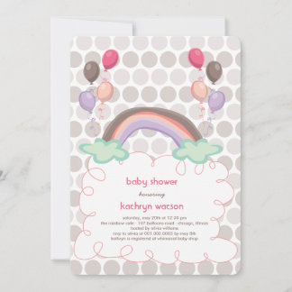 Inbjudan till Rainbow & Balloons Flicka