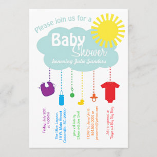 Inbjudan till Rainbow Cloud Baby Shower