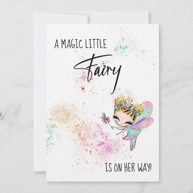 *~* Inbjudan till Rainbow Dust Fairy Baby Shower (Framsida)