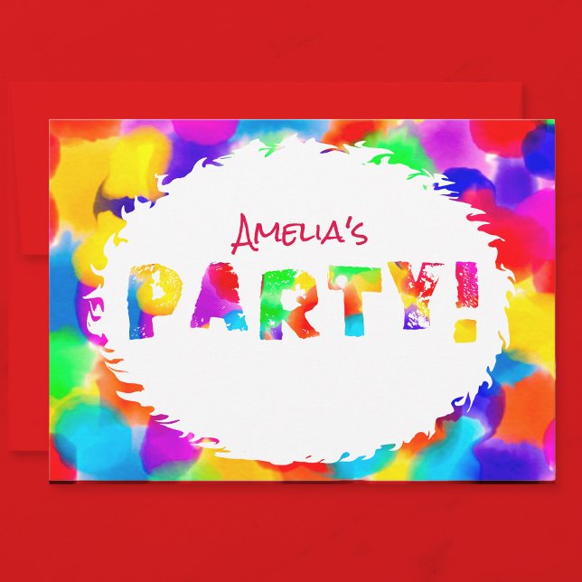 Inbjudan till Rainbow Färg Stänk-partiet (Make sure your party rocks with these funfilled rainbow party invitations.🏳️‍🌈🌈🥳)
