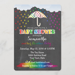 Inbjudan till Rainbow Raindrops Baby Shower