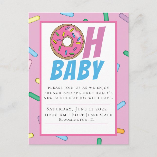Inbjudan till Rainbow Sprinkle Baby Shower-vykort (Framsida)