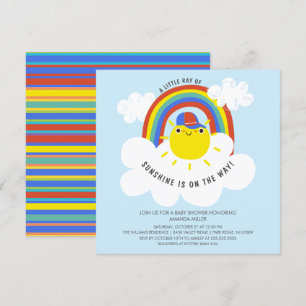 Inbjudan till Rainbow Sunshine Boys Baby Shower