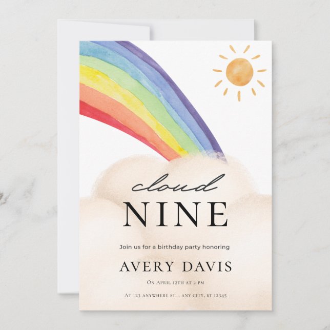 Inbjudan till Rainbow Vår Barns födelsedag-partiet (Framsida)