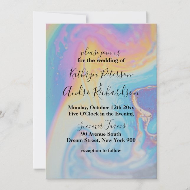 Inbjudan till Rainbow Watercolor Wedding (Framsida)