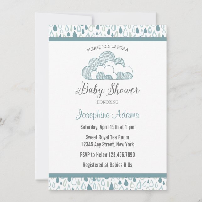 Inbjudan till RainDrop Baby Shower (Framsida)