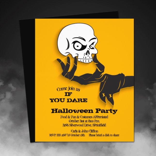 Inbjudan till räkenskapsårets Skull-Halloween Flygblad (Printed on affordable THIN 80 lb flyer paper - heavier paper available in our collection.)
