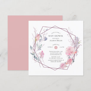 Inbjudan till ram Baby Shower för geometrisk Blomm