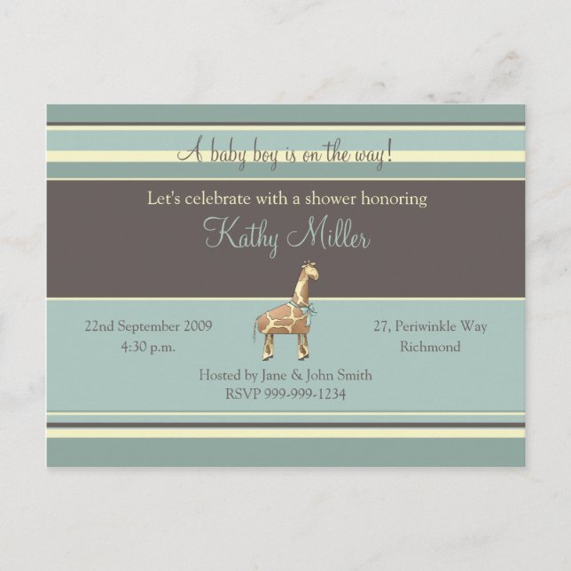 Inbjudan till rand Baby Shower (Boy) (Framsida)