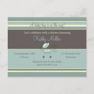 Inbjudan till rand Baby Shower (Boy) Vykort