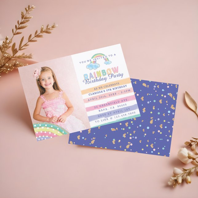 Inbjudan till Rand Baby Shower för vattenfärgsregn (Watercolor Rainbow Stripes Baby Shower Invitation)