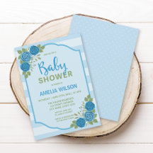 Inbjudan till rand och Ro Blue Boy Baby Shower