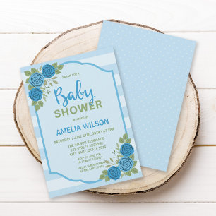 Inbjudan till rand och Ro Blue Boy Baby Shower
