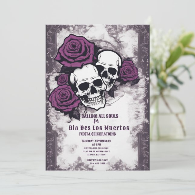 Inbjudan till råsocker i Skull - Day of the dead (Stående Fram)