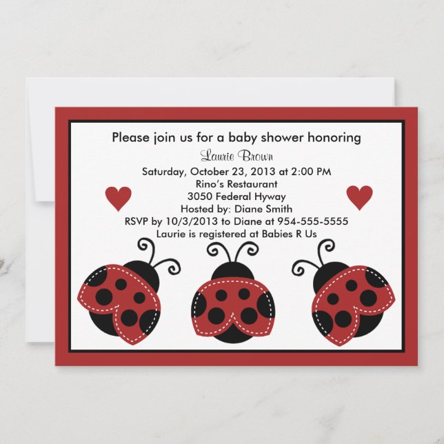 Inbjudan till Red and Black Baby Shower så Cute (Framsida)