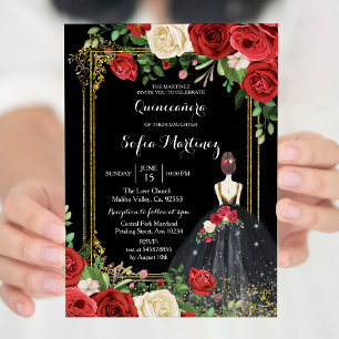 Inbjudan till Red and Black Ro Mis Quince
