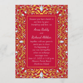 Inbjudan till Red and Guld indu hindubröllop
