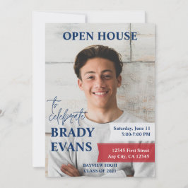 Inbjudan till Red and Navy Photo Studentfest