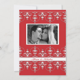 Inbjudan till Red and White Victorian Photo Weddin