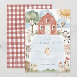 Inbjudan till Red Barn Farm Animal Baby Shower