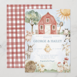 Inbjudan till Red Barn Farm Animal Baby Shower