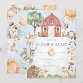 Inbjudan till Red Barn Farm Animal Baby Shower