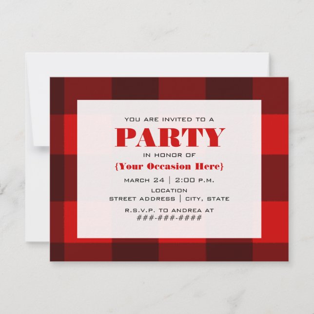 Inbjudan till Red & Black Plaid Party (Framsida)