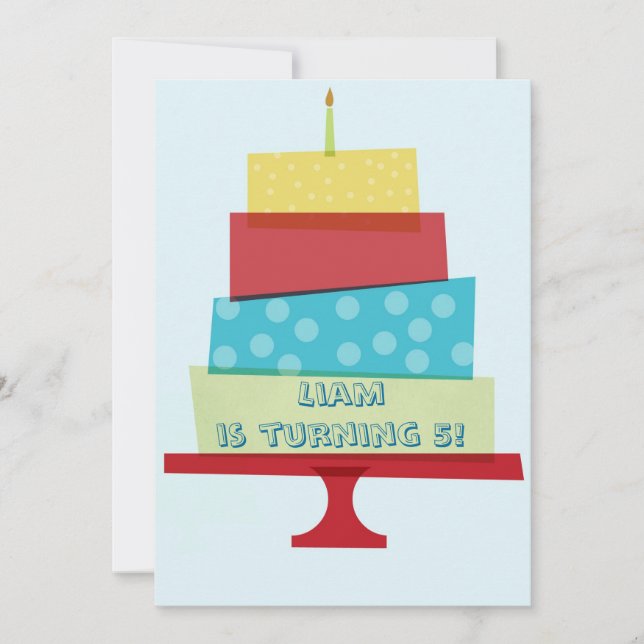 Inbjudan till Red & Blue Birthday Cake (Framsida)