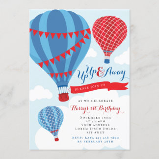 Inbjudan till Red & Blue Luftballong Birthday