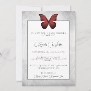 Inbjudan till Red Butterfly Baby Shower