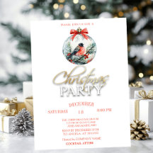 Inbjudan till Red Cardinal Bird Holly Berry Boll