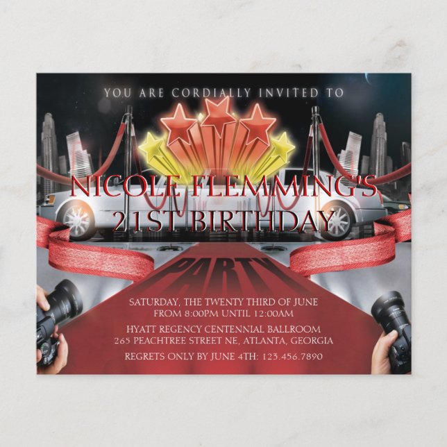Inbjudan till Red Carpet Birthday (Framsida)