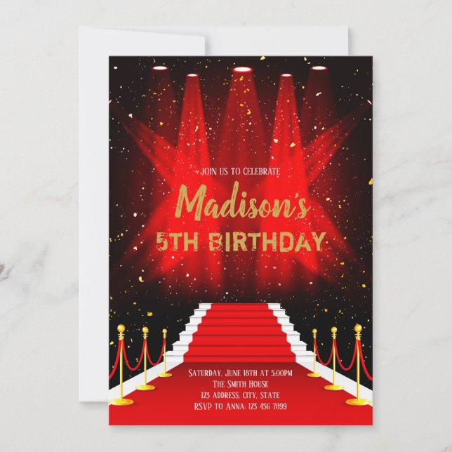 Inbjudan till Red Carpet-födelsedag (Framsida)