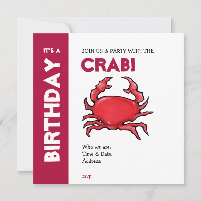 Inbjudan till Red Crab födelsedag (Framsida)